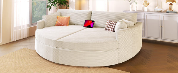 English Elm Oversized Double Chaise Lounge Sofa With Usb Ports & Deep Seating For Ultimate Comfort, Beige N719S002160A-GIGA