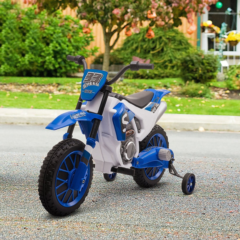 English Elm Aosom 12v Ride-on Dirt Bike for Kids with Training Wheels and Throttle Control W2225P200734