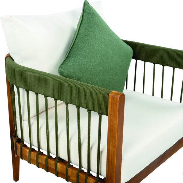 English Elm Christopher Knight Home® - Acacia Wood Outdoor Club Chair with Handwoven Rope, Curved Back & Water-Resistant Cushions for Patio Green,Natural+Beige N767P265743A