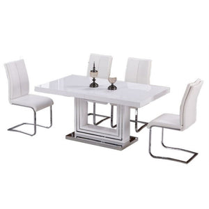 English Elm Black Faux Leather Dining Side Chairs with Polished Chrome Frame Set of 2 White B011P439050