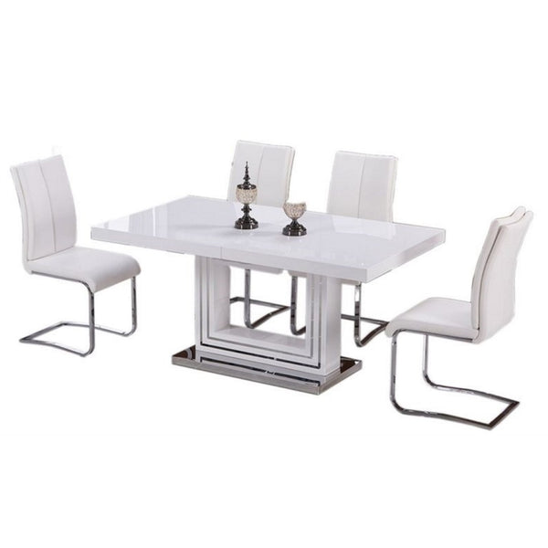 English Elm Black Faux Leather Dining Side Chairs with Polished Chrome Frame Set of 2 White B011P439050