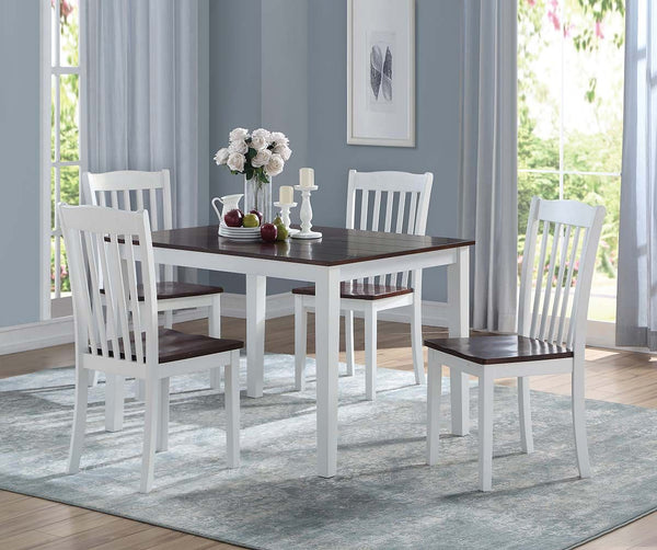 English Elm White White and Walnut Finish Modern Side Chairs Set of 2pc — Space-Saving Wooden Dining Seats, Transitional Design B2741P325722