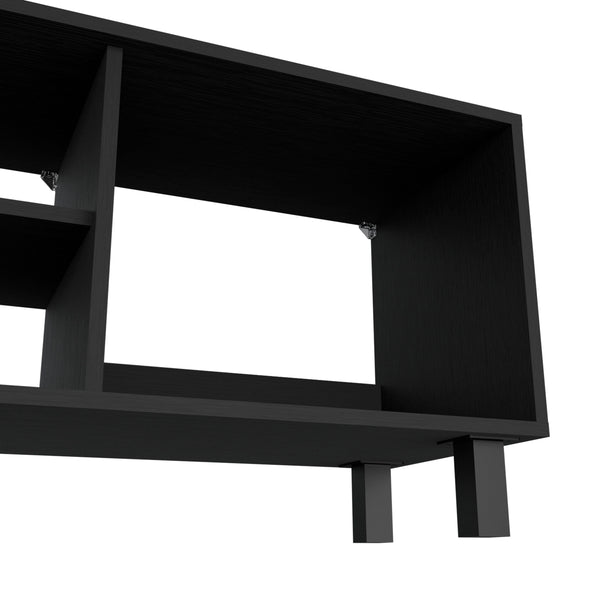 English Elm Hoven Black 2-Piece Living Room Set with TV Rack & Coffee Table—Modern Wood Finish, Steel Legs, Storage B128P176174