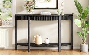 English Elm Christopher Knight Home® - Mirod 55'' Half-Moon Entryway Table with Ash Veneer, Dusty Distress Finish & Dual Open Shelves for Hallway Elegance N760P285986B