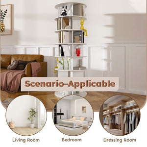 English Elm Rotating Shoe Rack Tower - 6-Tier 360° Spinning Organizer For 24 Pairs, Space-Saving Design, White W2699P270163-GIGA