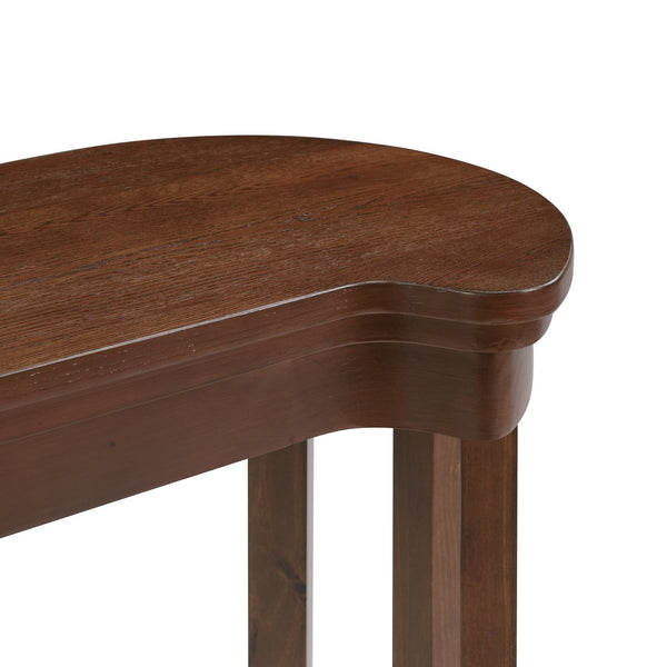 English Elm 4 Piece Bar Table Set with 3 Padded PU Stools, Solid Pine Legs, Oak Veneer Top, Rustic Rivet Accents Cherry W1202P289363