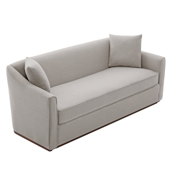 English Elm Modern Chenille Three Seater Sofa with Rubberwood Base and Wrap Around Arms for Living Room Grey N763S000110E