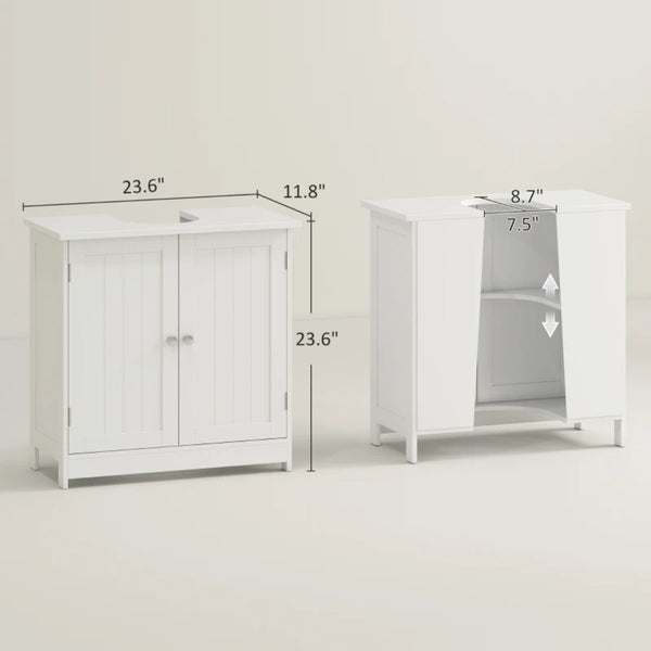English Elm Practical Pedestal Sink Cabinet with Farmhouse X-door Design and Enclosed Bathroom Storage T3971P470133