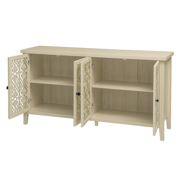 English Elm Hollowed-Out Cabinet With 4 Doors - Stylish American Furniture For Living Room, Bedroom & Study W688P223025
