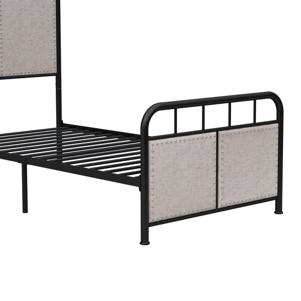 English Elm Twin Sturdy Metal Bed Frame for Twin Mattress — Quiet, Tool-Included Assembly, No Box Spring Needed, 300LB Capacity Black 44.49 L x 42.72 W x 5.31 H W2297P347758