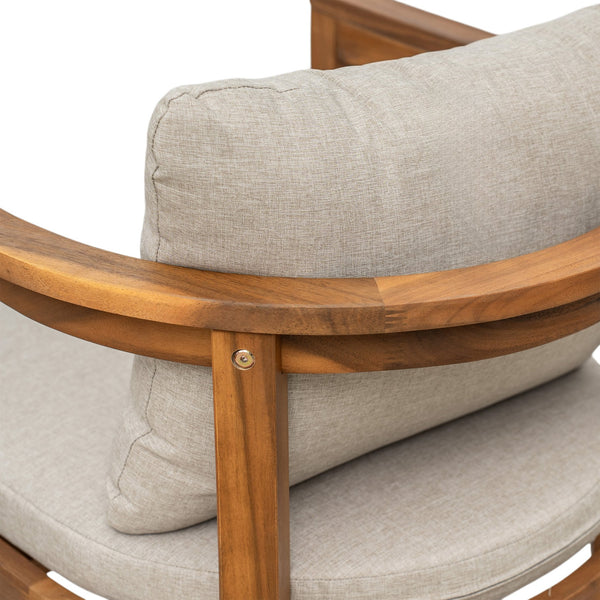 English Elm Christopher Knight Home® - Abaco Acacia Outdoor Barstool Set of 2 with Removable Gray Cushions, Rustic Curved Back Support Teak+ Beige N775P294071T