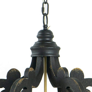 English Elm Aki Six Light Carved Fir Wood Chandelier Ornate Vintage Fixture for Dining Rooms B056P416816