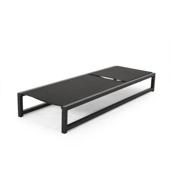 English Elm Christopher Knight Home® - Venice Outdoor Chaise Lounge - Adjustable, Breathable & Durable Black Aluminum Lounge For Patios 61698.00BBLKMP2