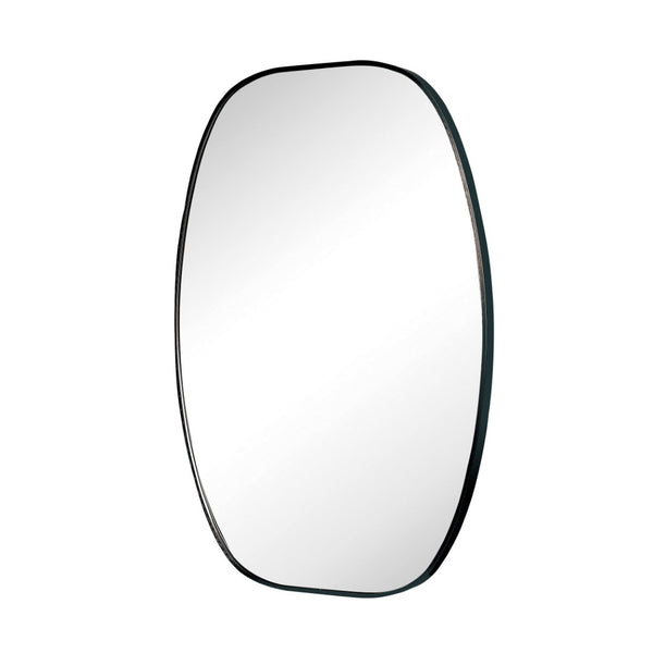 English Elm 24x36 Matte Metal Framed Oval Wall Mirror with Hd Glass for Bath or Entryway Black W2203P474694