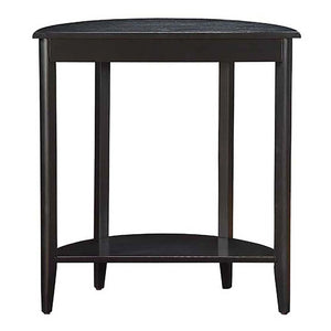English Elm Black Half-Moon Console Table with Lower Shelf, Solid Pine & MDF, Timeless Black Finish for Entryway Elegance (97) B062P189228