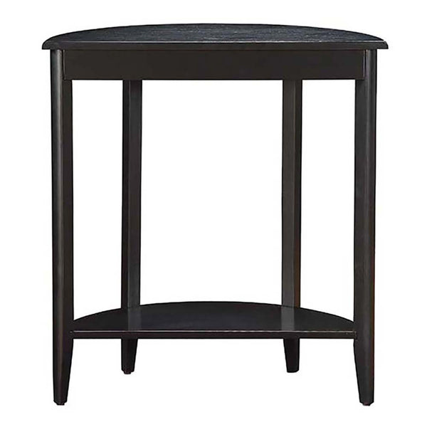 English Elm Black Half-Moon Console Table with Lower Shelf, Solid Pine & MDF, Timeless Black Finish for Entryway Elegance (97) B062P189228