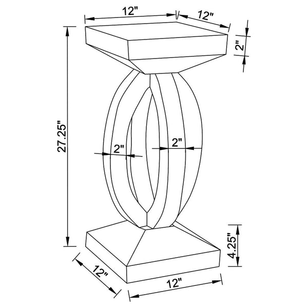 English Elm Empire Silver Mirrored Acrylic Crystal End Table - Sleek Tapered Top, Reflective Modern Accent (27.25") B062P331040