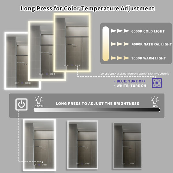 English Elm 20*32 Inch Led Medicine Cabinet with Anti-fog Gfci Outlet and Dimming Bathroom Mirror W637P349553