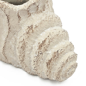 English Elm 9x5.5x5.7" Sand and Cement Conch Shell Planter — Textured Beige Coastal Decor for Succulents & Herbs W2078P334249