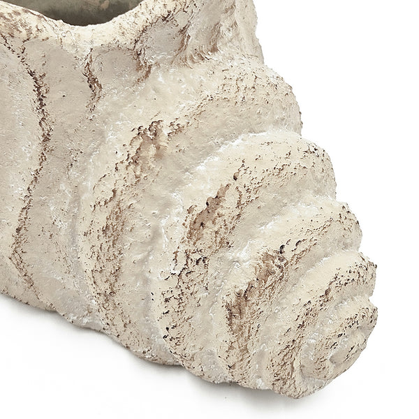 English Elm 9x5.5x5.7" Sand and Cement Conch Shell Planter — Textured Beige Coastal Decor for Succulents & Herbs W2078P334249