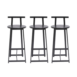 English Elm 27''H Ergonomic Barstool Set of 3 — Modern Black Metal & MDF Counter Chairs with Backrest, 220lbs W1757P265184