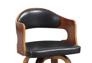 English Elm 1pc Mid-century Modern Swivel Counterstool Faux Leather Cushion Curved Wood Back Kitchen B011P479663