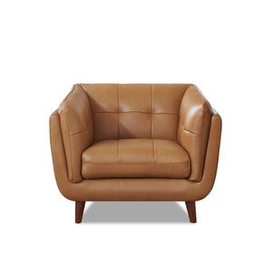 English Elm Solana Caramel Leather Chair with Pocketed Coils Memory Foam Kiln-Dried Frame 350 lb Capacity B2705P297792