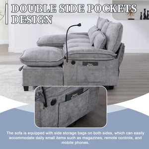 English Elm United U-Shaped Sectional Sofa 106" Cloud Couch - Comfy Chenille, Storage Ottoman, Usb Ports & Pillows W1568S00232-GIGA