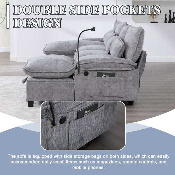 English Elm United U-Shaped Sectional Sofa 106" Cloud Couch - Comfy Chenille, Storage Ottoman, Usb Ports & Pillows W1568S00232-GIGA