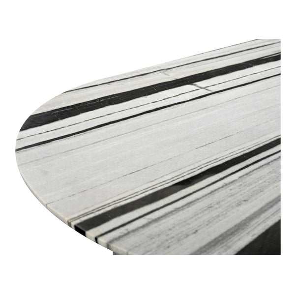 English Elm Celia Oval Panda Marble Dining Table Seats Six with Bold Black and White Veining B2769S00013