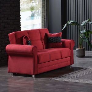 English Elm PrimeNest Liora Collection Upholstered Convertible Loveseat with Storage, Microfiber Sleeper, Compact Comfort and Durable Craftsmanship Burgundy B030P281715