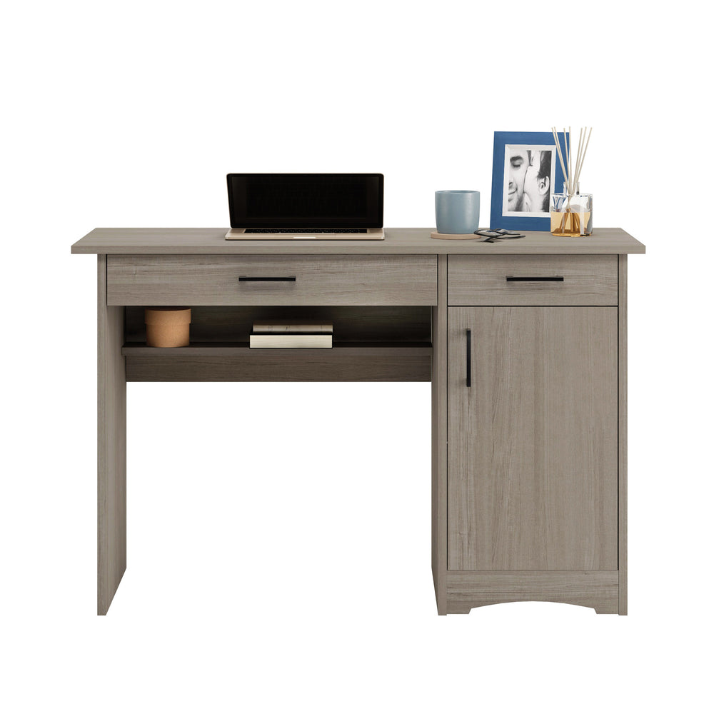 English Elm Computer Desk with Flip-Down Keyboard, Smooth-Glide Drawer, Cable Management & CPU Compartment for Home Office Brown B356P354437