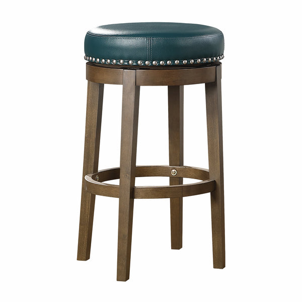 English Elm Round Swivel Stool Set of 2 with Black Faux Leather Seat, Nailhead Trim & Solid Wood Legs, 19.5" H Brown+Green 35.75 L x 23.25 W x 9.5 H B011P201568