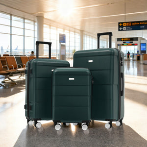 English Elm Hardshell 3 Piece Luggage Set Abs Spinner Suitcase with Tsa Lock Telescoping Handle Dark Green N732P308497M