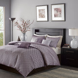 Madison Park Biloxi Transitional 6 Piece Jaquard Duvet Cover Set MP12-3054 Purple