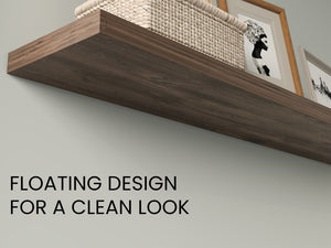 English Elm Shelves - Sleek Dark Brown 2-Tier Storage Solution For Living Room, Easy Assembly & Space-Saving Design B097P395883-GIGA