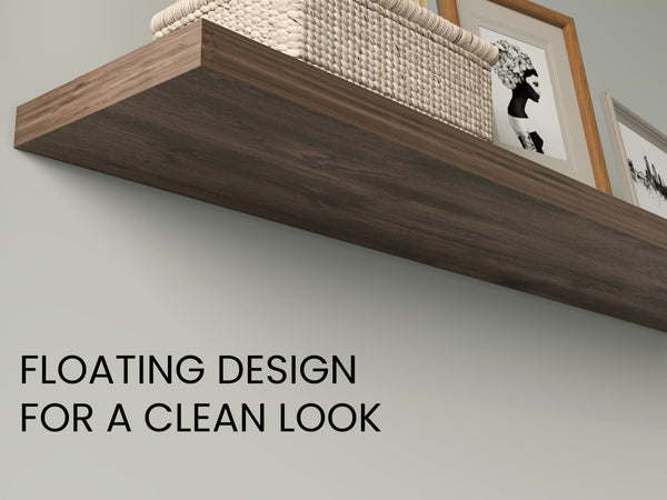 English Elm Shelves - Sleek Dark Brown 2-Tier Storage Solution For Living Room, Easy Assembly & Space-Saving Design B097P395883-GIGA