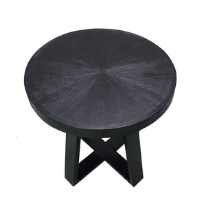 English Elm D23.5x24.5" Modern Black Coffee Table with Rounded Top & Overlapping Cross-Leg Frame, 23D x16H Stylish Accent W2078P291776
