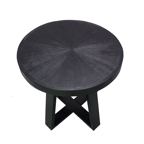 English Elm D23.5x24.5" Modern Black Coffee Table with Rounded Top & Overlapping Cross-Leg Frame, 23D x16H Stylish Accent W2078P291776