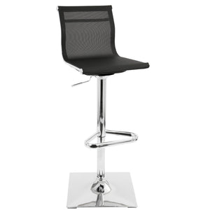 English Elm Mirage Perforated Mesh Adjustable Barstool with Swivel & Chrome Base — Faux Leather Black, 360° Comfort B202P222340