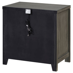 English Elm Herndon Grey 2-Drawer Nightstand with USB Port, Brass Accents & Wood Grain Finish for Modern Bedrooms B062P299925