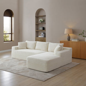 English Elm 105'' Modular Cloud Sectional with Deep Plush Corduroy Seat for Living Room Lounging W1117P377679