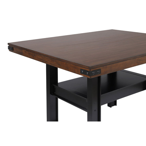 English Elm Walden Industrial Counter Height Dining Set Seats Six with Upholstered Chairs Mango Oak B062S01634