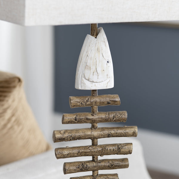 Crestview Collection Coastal Table Lamp - Whimsical Fish Skeleton Design With Driftwood Texture & Versatile Lighting Options   Cvazvp100
