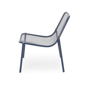 English Elm Kincaid Outdoor Iron Mesh Conversation Set Rust Resistant Patio Chairs with Side Table Navy Blue N775P392159N