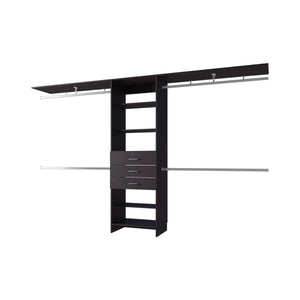 English Elm Wengue Modular Closet Organizer System — Walk-In Storage Solution with Shelves, Drawers & Rods (118") B062S00624