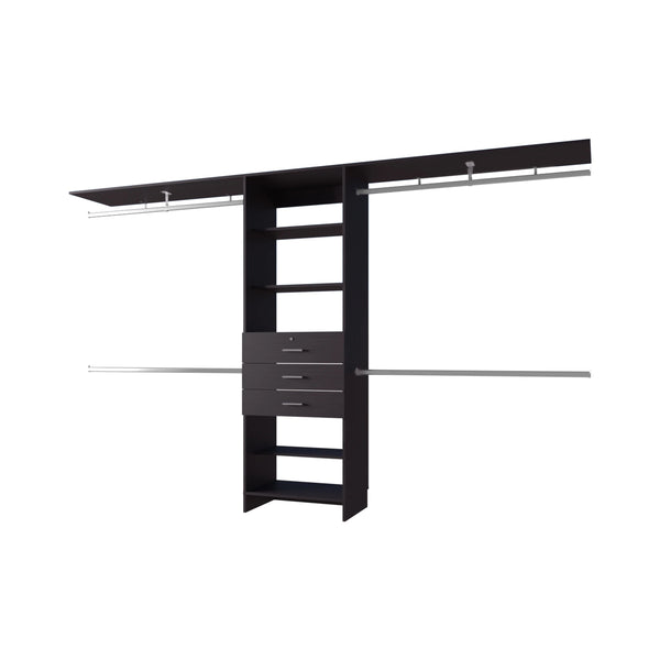 English Elm Wengue Modular Closet Organizer System — Walk-In Storage Solution with Shelves, Drawers & Rods (118") B062S00624