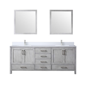 English Elm Distressed Grey Double Bath Vanity 80" W x 22" D with Cultured Marble Top, Chrome Faucet, 30" Mirror, Durable Finish B2731S01111