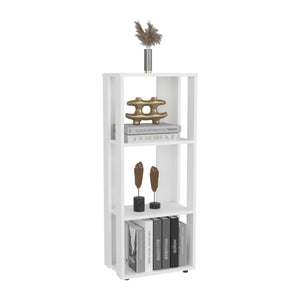 English Elm Eco 39" Tall Four-Tier Bookcase with Slim Profile, Modern Storage Solution for Small Rooms White 9.4 L x 27 W x 7 H B070P254756