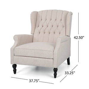 English Elm Christopher Knight Home® - Push Back Recliner Chair with Nailhead Trim and Tufted Wingback, Oversized Pushback Lounge Comfort Beige 64257.00BGE